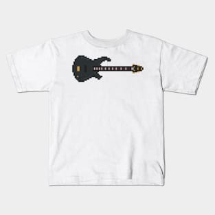 Pixel Heavy Metal Black Bass Guitar Kids T-Shirt